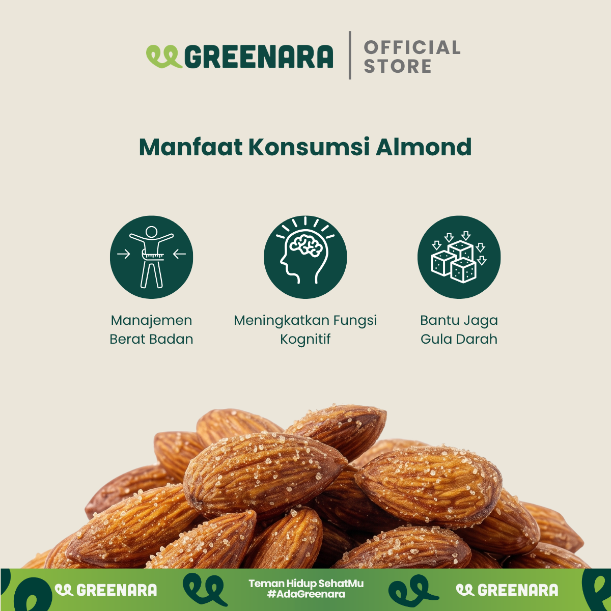 Satu Porsi Almond Panggang Madu 30g / Almond Madu