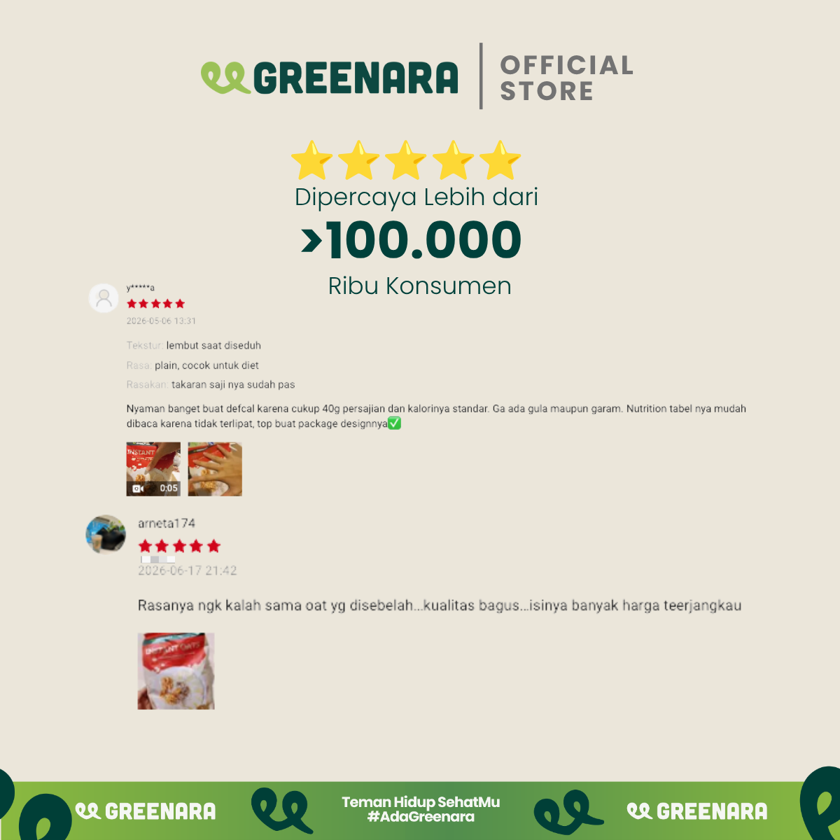 Greenara Natural Instant Oat 1Kg / Oatmeal Instant