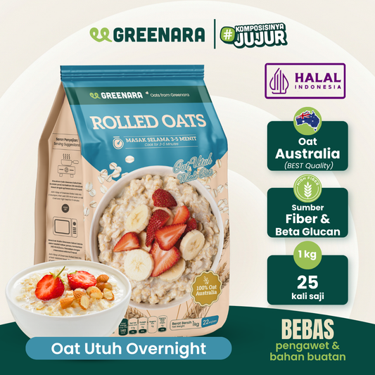Greenara Natural Rolled Oat Australia 1Kg / Oat Utuh