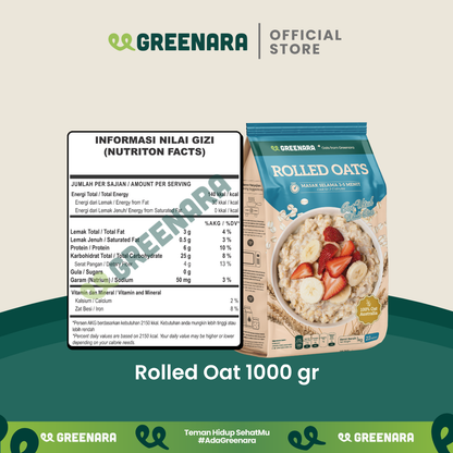 Greenara Natural Rolled Oat Australia 1Kg / Oat Utuh