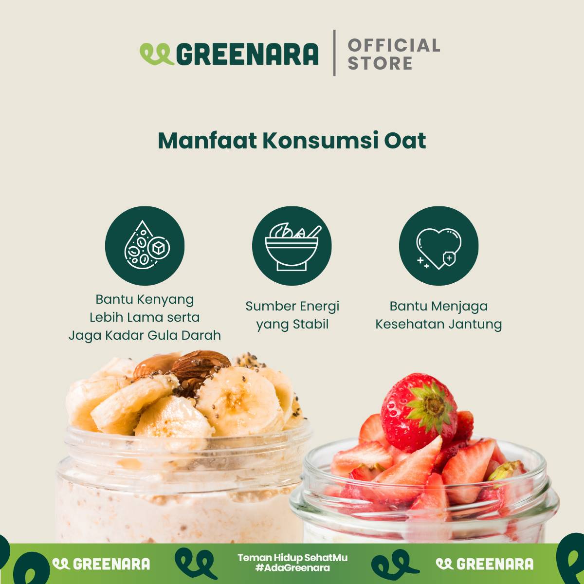 Greenara Natural Rolled Oat Australia 1Kg / Oat Utuh