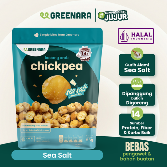 Greenara Natural Roasted Chickpea Sea Salt 56g / Kacang Arab Panggang Rasa Sea Salt / Snack Sehat