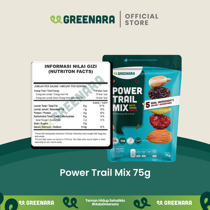 Greenara Natural Power Trail Mix 75gr / Healthy Snack (No Sugar Added) / Snack Sehat