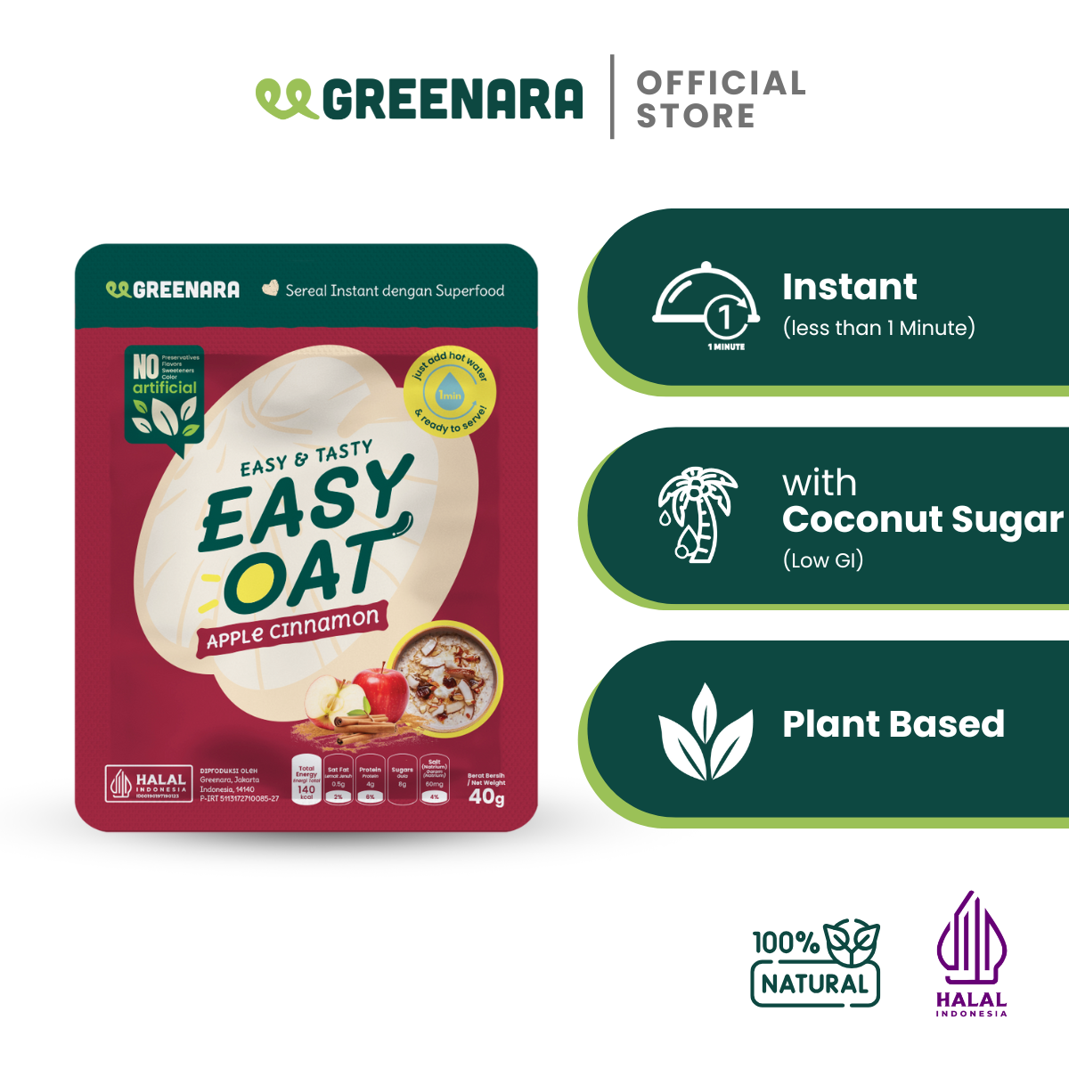 Easy Oat Apple Cinnamon / Oat Instan Rasa Apel dan Kayu Manis