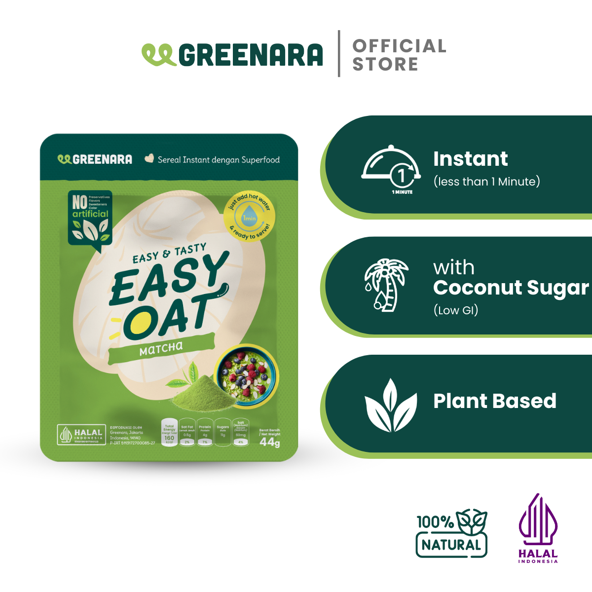 Easy Oat Matcha / Oat Instan Rasa Matcha
