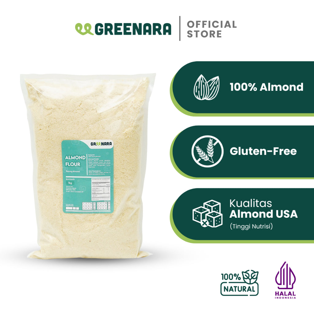 Greenara Natural Almond Flour 1Kg / Tepung Almond