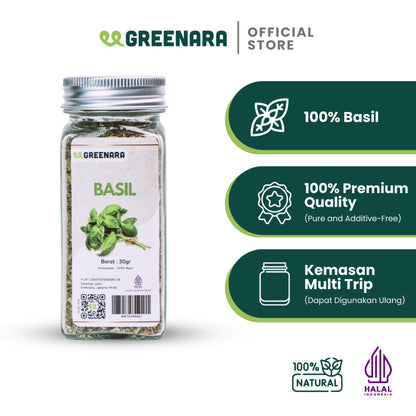 Greenara Dried Basil Leaves 30gr / Daun Basil Kering