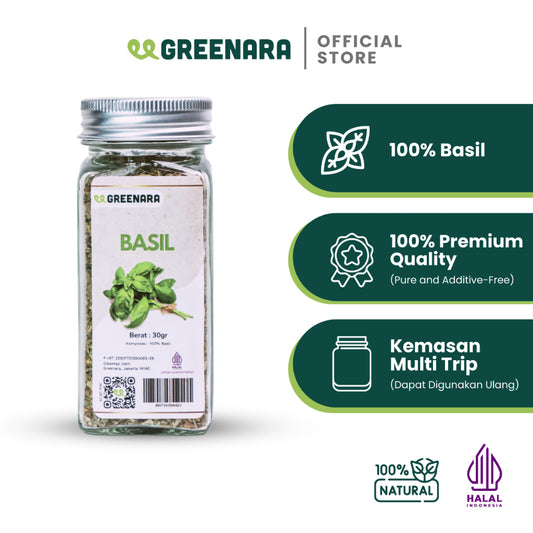 Greenara Dried Basil Leaves 30gr / Daun Basil Kering