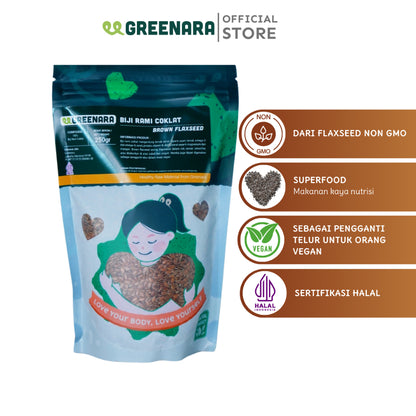 Greenara Biji Rami Coklat 250gr / Natural Brown Flaxseed