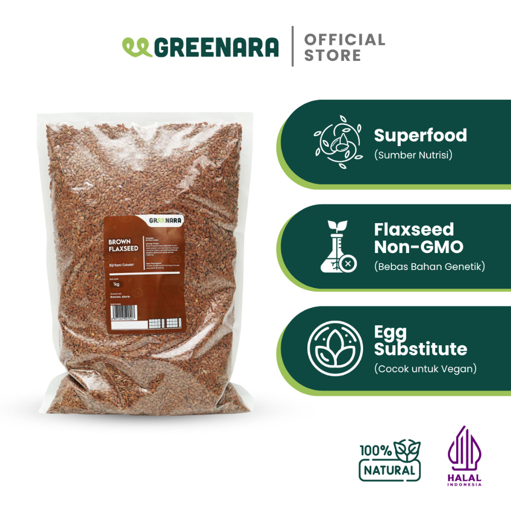 Greenara Natural Brown Flaxseed 1Kg / Biji Rami Coklat