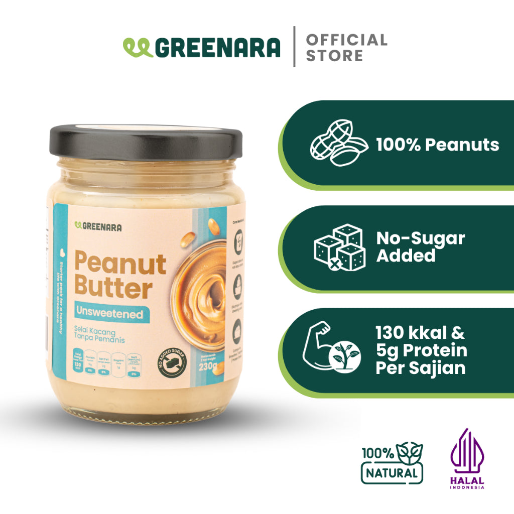 Greenara Natural Nut Butter 230g Low Calorie /Selai Kacang Alami/ Peanut/ Almond/ Cashew