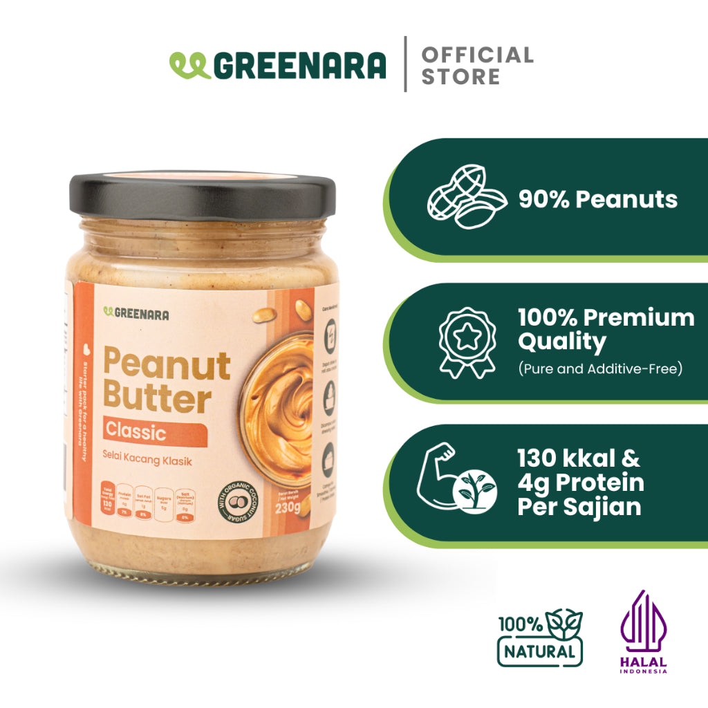 Greenara Natural Nut Butter 230g Low Calorie /Selai Kacang Alami/ Peanut/ Almond/ Cashew