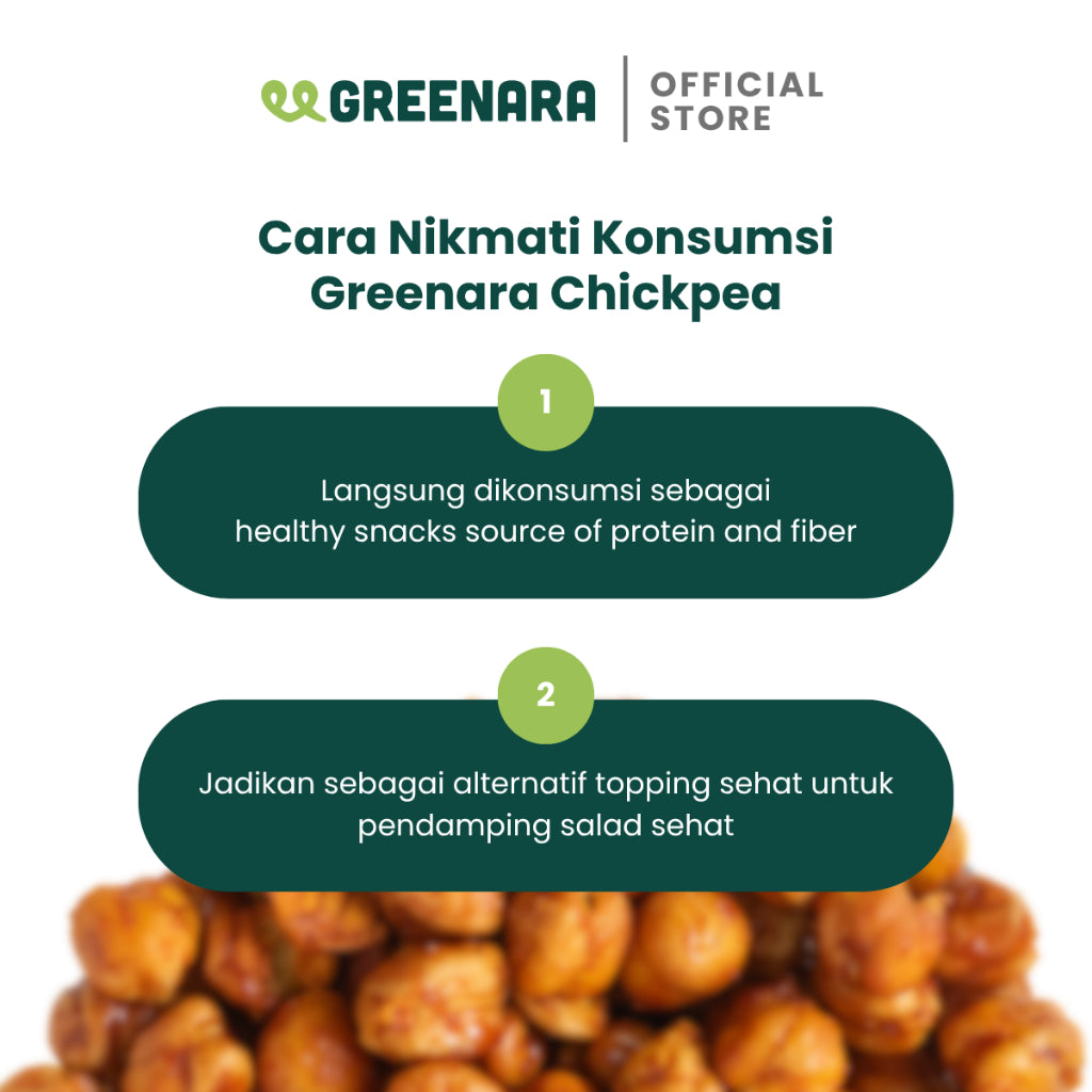 Greenara Natural Roasted Chickpea Original / Sea Salt / Savory / Sriracha 56g / Kacang Arab Sehat