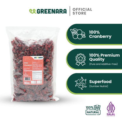 Greenara Cranberry Kering Alami 1Kg / Buah Cranberry Kering