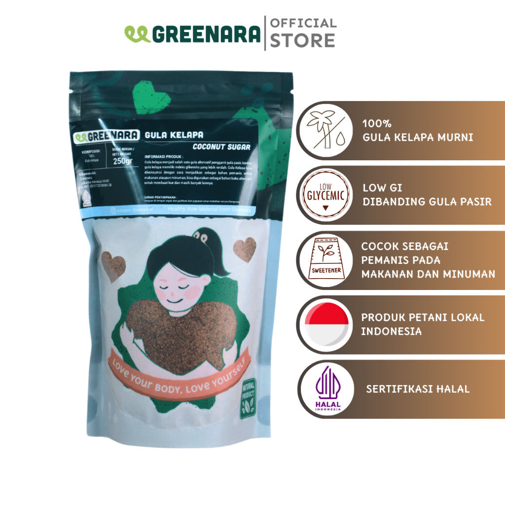 Greenara Natural Sweetener Coconut Sugar 250gr / Gula Kelapa / Pemanis Alami