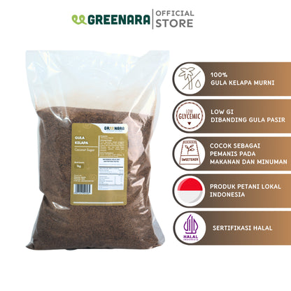 Greenara Natural Sweetener Coconut Sugar 1Kg / Gula Kelapa / Pemanis Alami