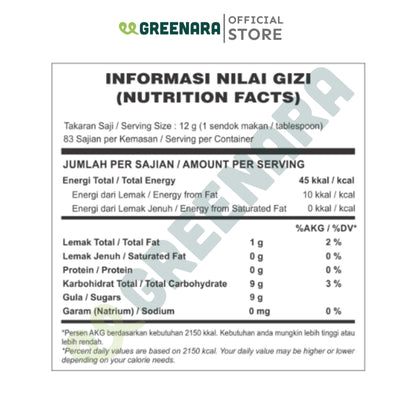 Greenara Natural Sweetener Coconut Sugar 1Kg / Gula Kelapa / Pemanis Alami