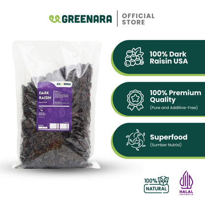 Greenara Dark Raisin USA 1kg / Kismis Hitam