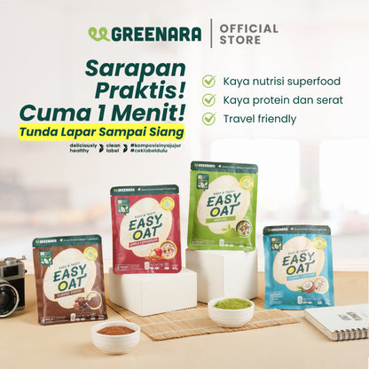 Greenara Easy Oat / Sarapan Instan / Sereal Sarapan Sehat Kaya Nutrisi Semua Varian