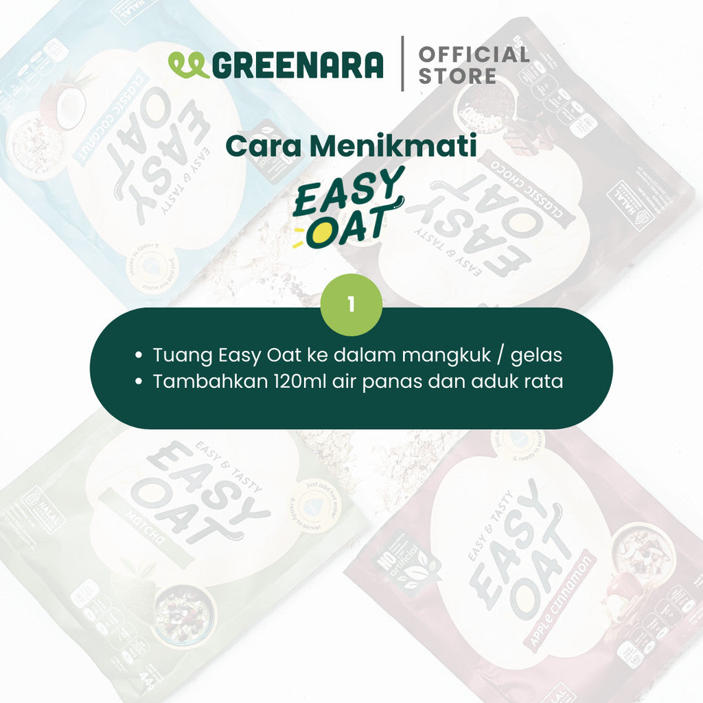 Greenara Easy Oat / Sarapan Instan / Sereal Sarapan Sehat Kaya Nutrisi Semua Varian