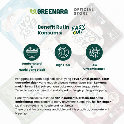 Greenara Easy Oat / Sarapan Instan / Sereal Sarapan Sehat Kaya Nutrisi Semua Varian