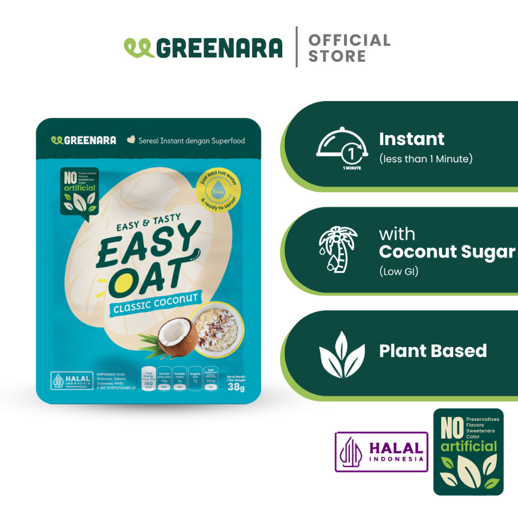 Greenara Natural Easy Oat / Instant Breakfast / Sarapan Sereal Sehat Kaya Nutrisi All Variant