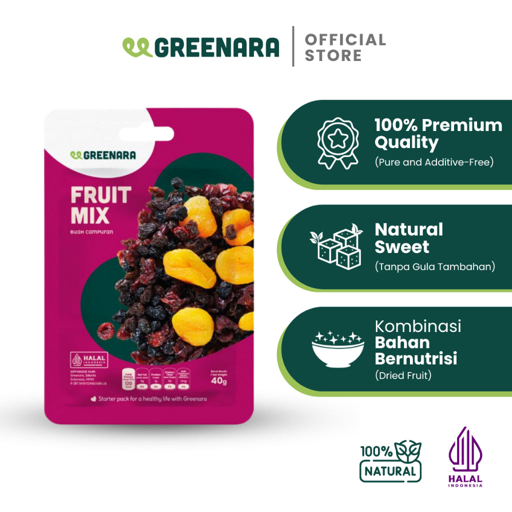 Greenara One Serving Family Fruit Mix 40gr / Snack Sehat / Camilan Buah Kering