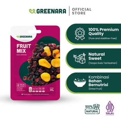 Greenara One Serving Family Fruit Mix 40gr / Snack Sehat / Camilan Buah Kering