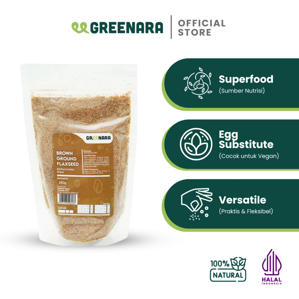 Greenara Natural Ground Brown Flaxseed 250gr / Biji Rami Coklat Bubuk
