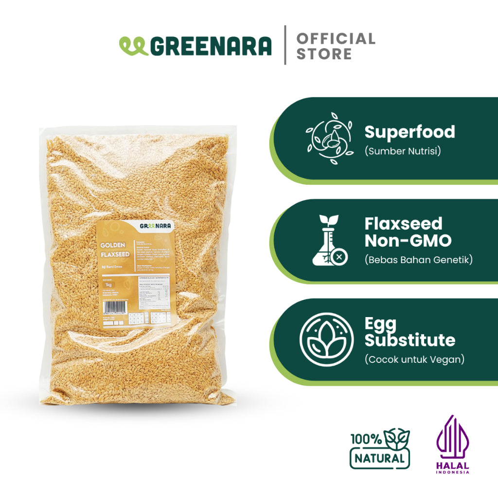 Greenara Biji Rami Emas 1 Kg / Golden Flaxseed WHOLE SEEDS