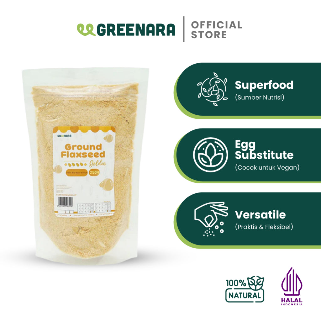 Greenara Natural Ground Golden Flaxseed 250gr / Biji Rami Emas Bubuk