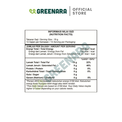 Greenara Ghee Grass Fed Clarified Butter 200gr