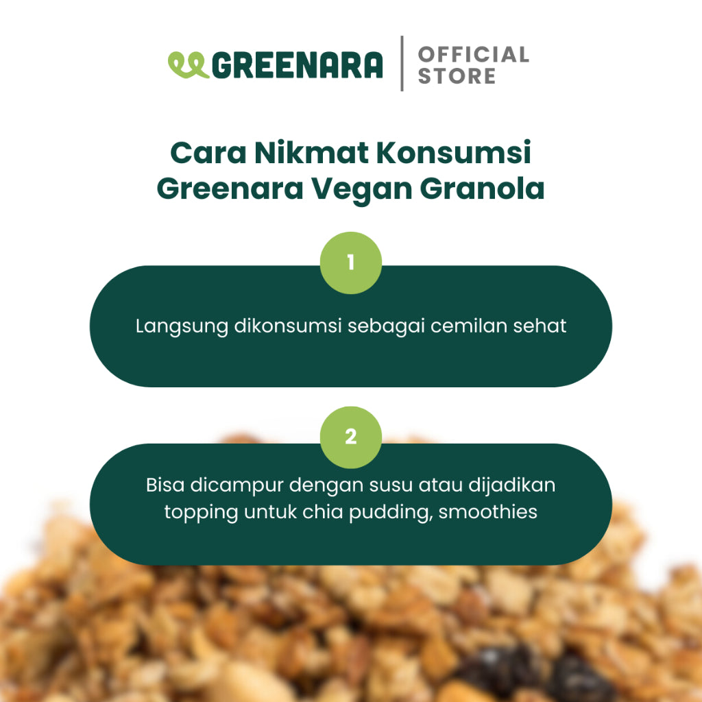 Greenara Vegan Granola Matcha / Snack Sehat (160kkal/saji)