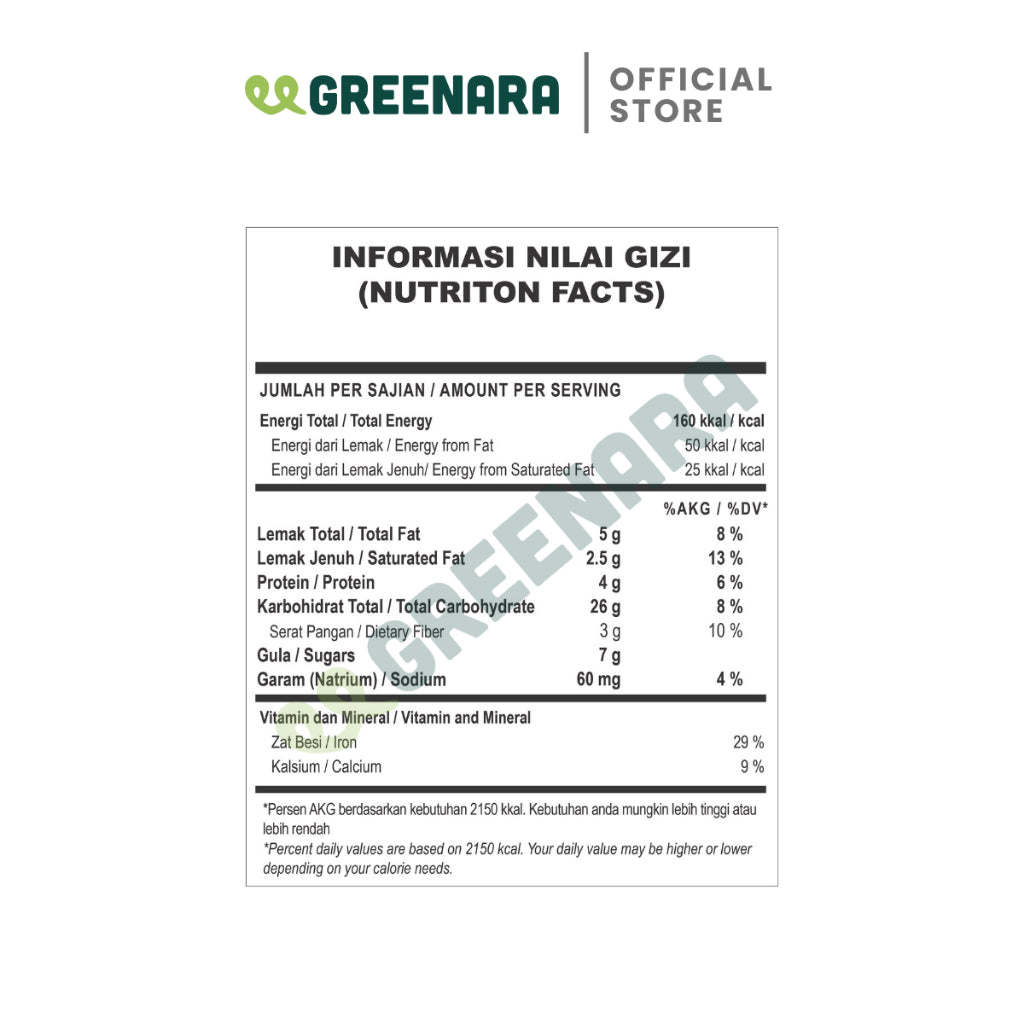 Greenara Vegan Granola Matcha / Snack Sehat (160kkal/saji)
