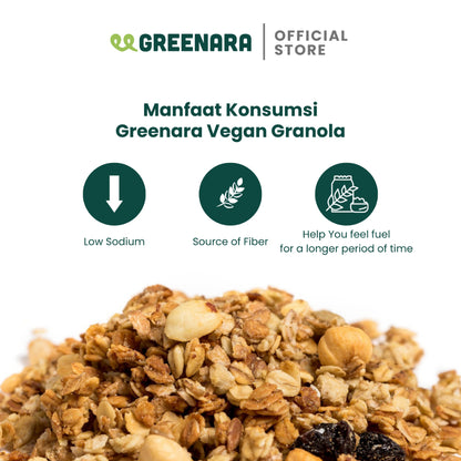 Greenara Vegan Granola Choco Peanut / Camilan Sehat (180kal/saji)