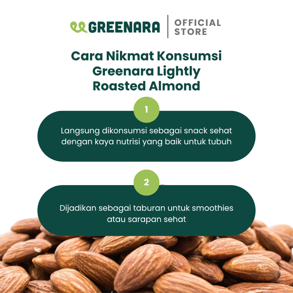 Greenara Kacang Almond Panggang Asin 1Kg / Almond Panggang Dengan Sedikit Garam