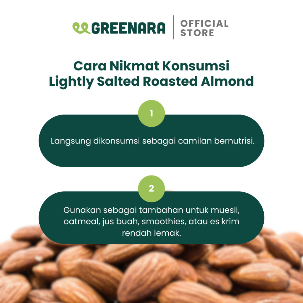 Greenara Kacang Almond Panggang Asin 250gr / Almond Panggang Asin Ringan