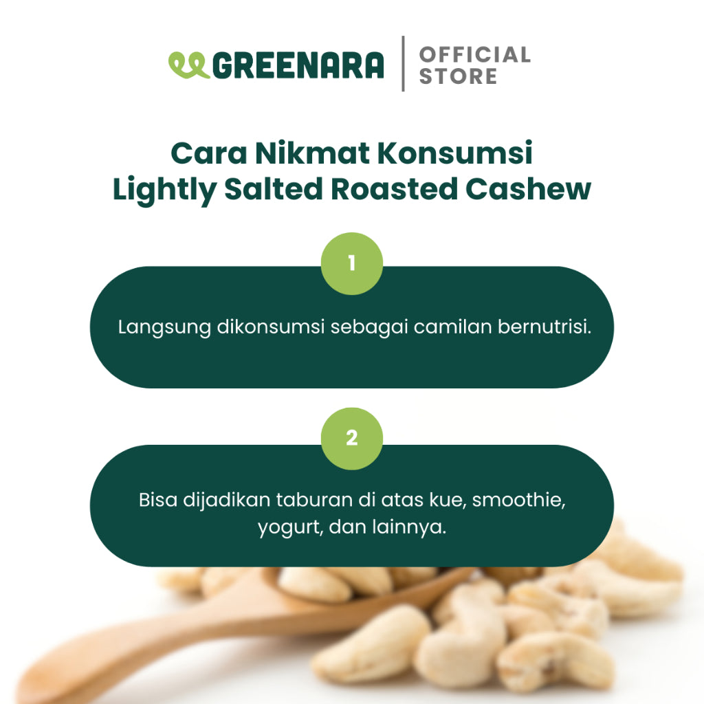 Greenara Natural Kacang Mete Panggang Asin Ringan 500gr