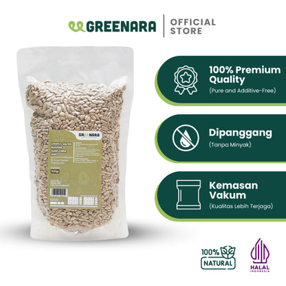 Greenara Kuaci Kupas Asin 500gr / Kuaci Biji Bunga Matahari Panggang Asin Ringan 500 gram