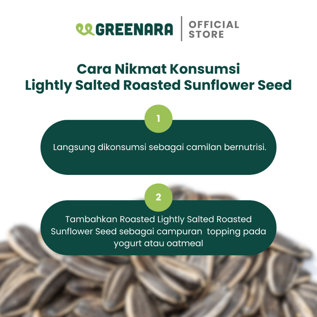Greenara Kuaci Kupas Asin 500gr / Kuaci Biji Bunga Matahari Panggang Asin Ringan 500 gram