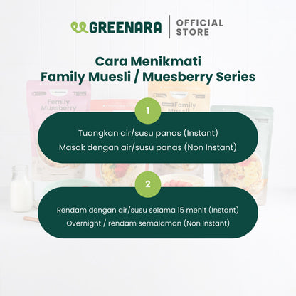 Greenara Natural Family Muesli / Berry 500gr (140-170kal/saji)/ Sarapan Sehat Oatmeal Kaya Serat