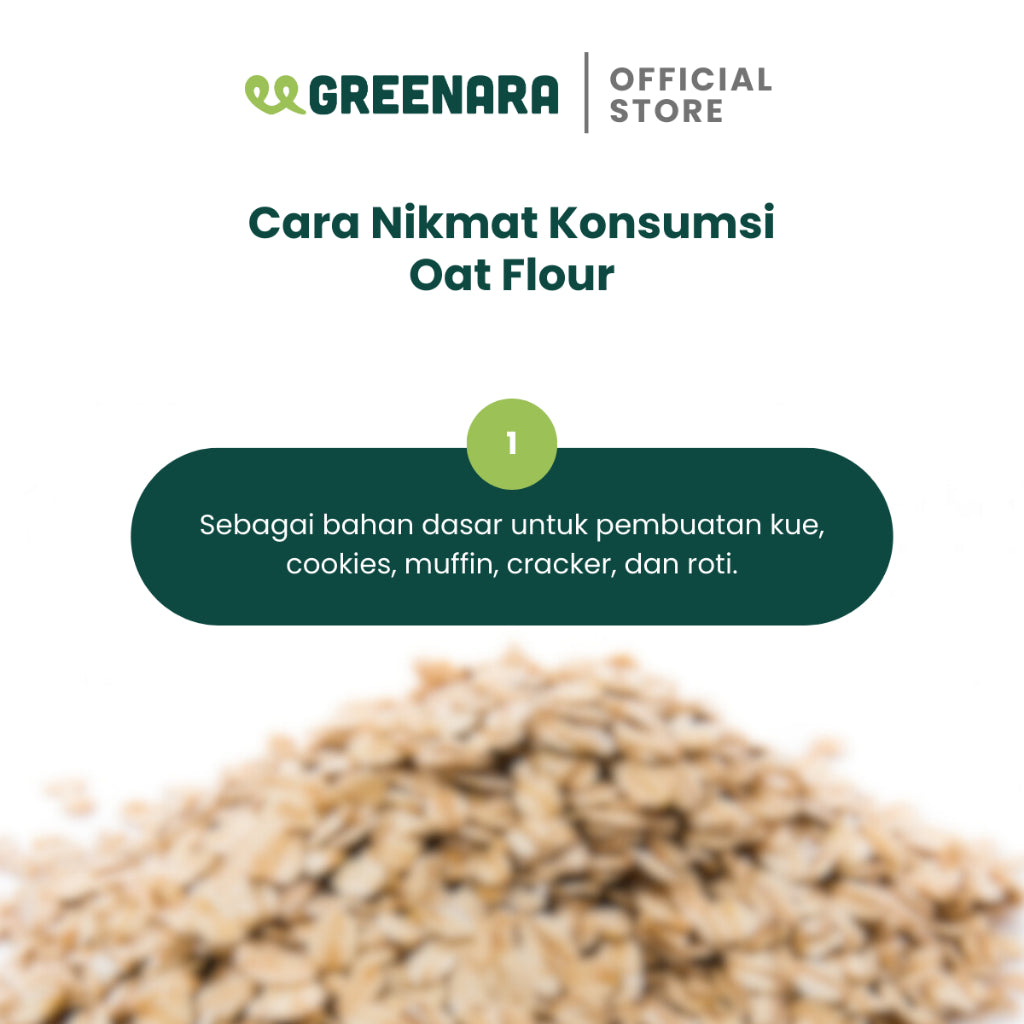 Greenara Tepung Oat Alami 1Kg Rendah Gluten / Tepung Oat Pancake Roti Kue / Pengganti Tepung Terigu