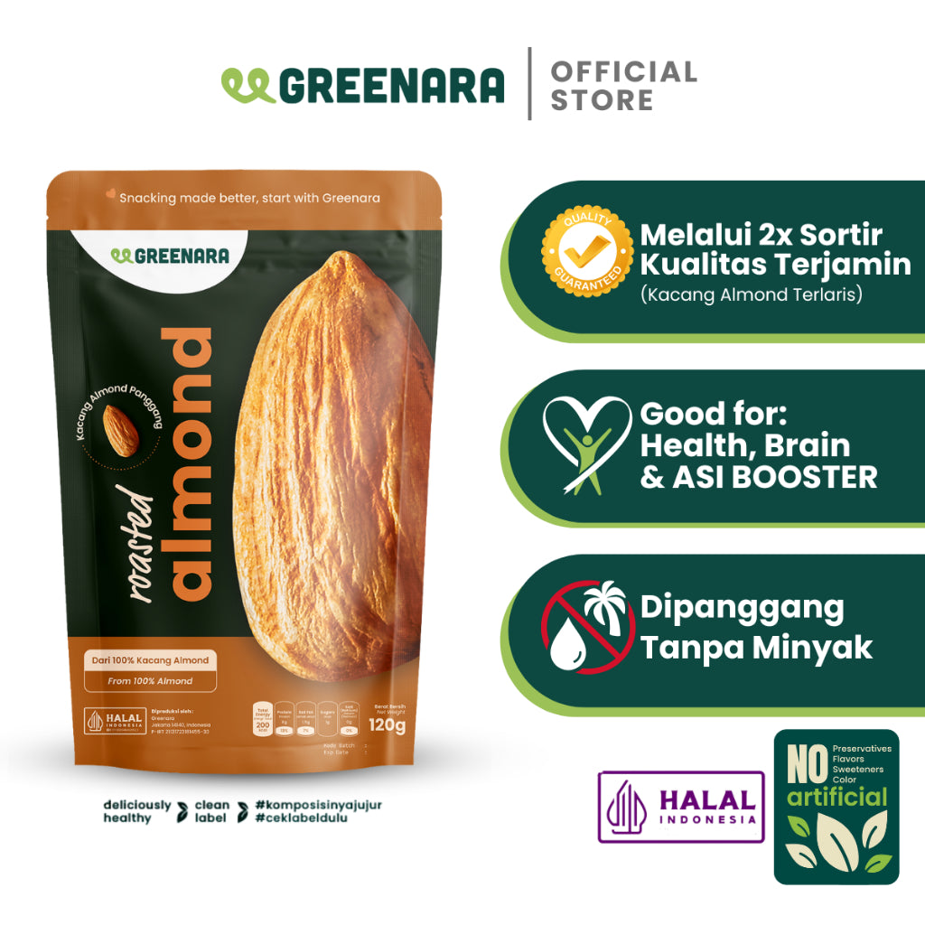 Greenara Natural Roasted Nuts Series/ Kacang Panggang / Walnut / Pistachio / Cashew / Almond / Snack