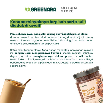 Greenara Natural Peanut Choco Butter 230gr Rendah Kalori (100kal/saji) / Selai Kacang Rendah Kalori