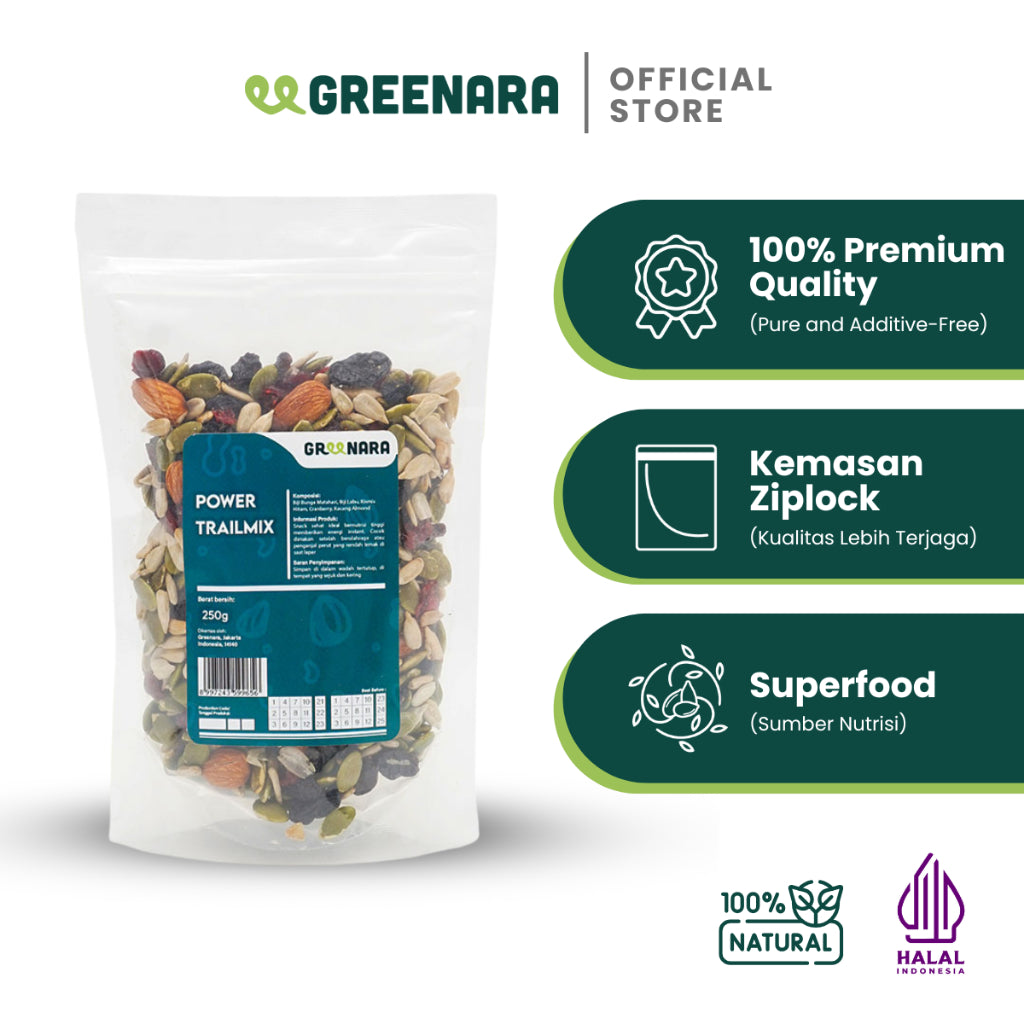 Greenara Natural Power Trail Mix 250gr / Camilan Sehat (Tanpa Tambahan Gula) / Snack Sehat