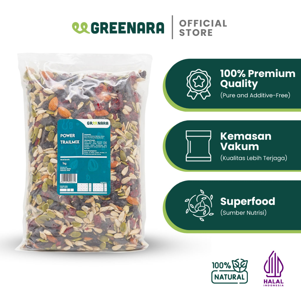 Greenara Natural Power Trail Mix 1Kg / Camilan Sehat (Tanpa Tambahan Gula) / Snack Sehat