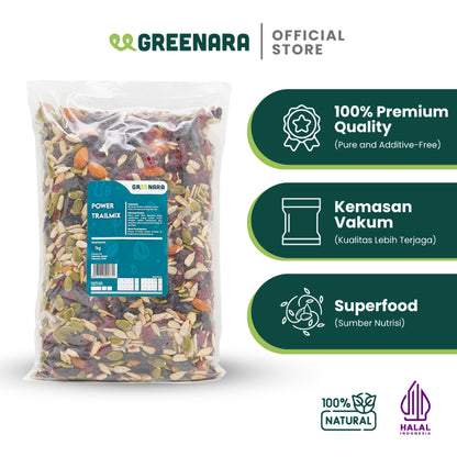 Greenara Natural Power Trail Mix 1Kg / Camilan Sehat (Tanpa Tambahan Gula) / Snack Sehat