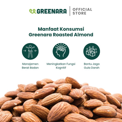 Greenara Natural Roasted Almond 1Kg / Kacang Almond Panggang Tanpa Perasa Tanpa Digoreng