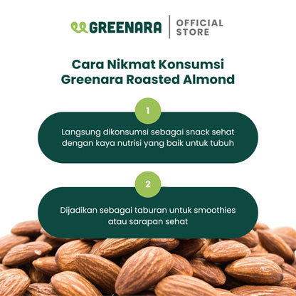 Greenara Natural Roasted Almond 1Kg / Kacang Almond Panggang Tanpa Perasa Tanpa Digoreng