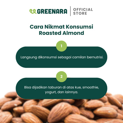 Greenara Natural Roasted Almond / Kacang Almond Panggang Tanpa Perasa Tanpa Digoreng
